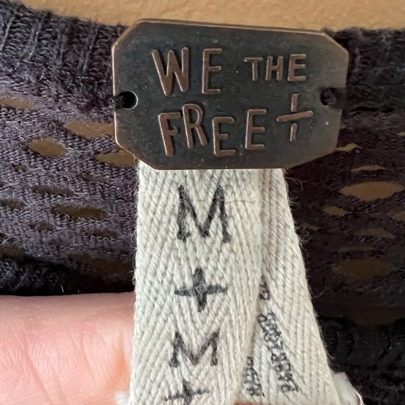 We The Free Free People Gold State Vintage Knit Top Size Medium Crochet Grunge - Picture 3 of 8